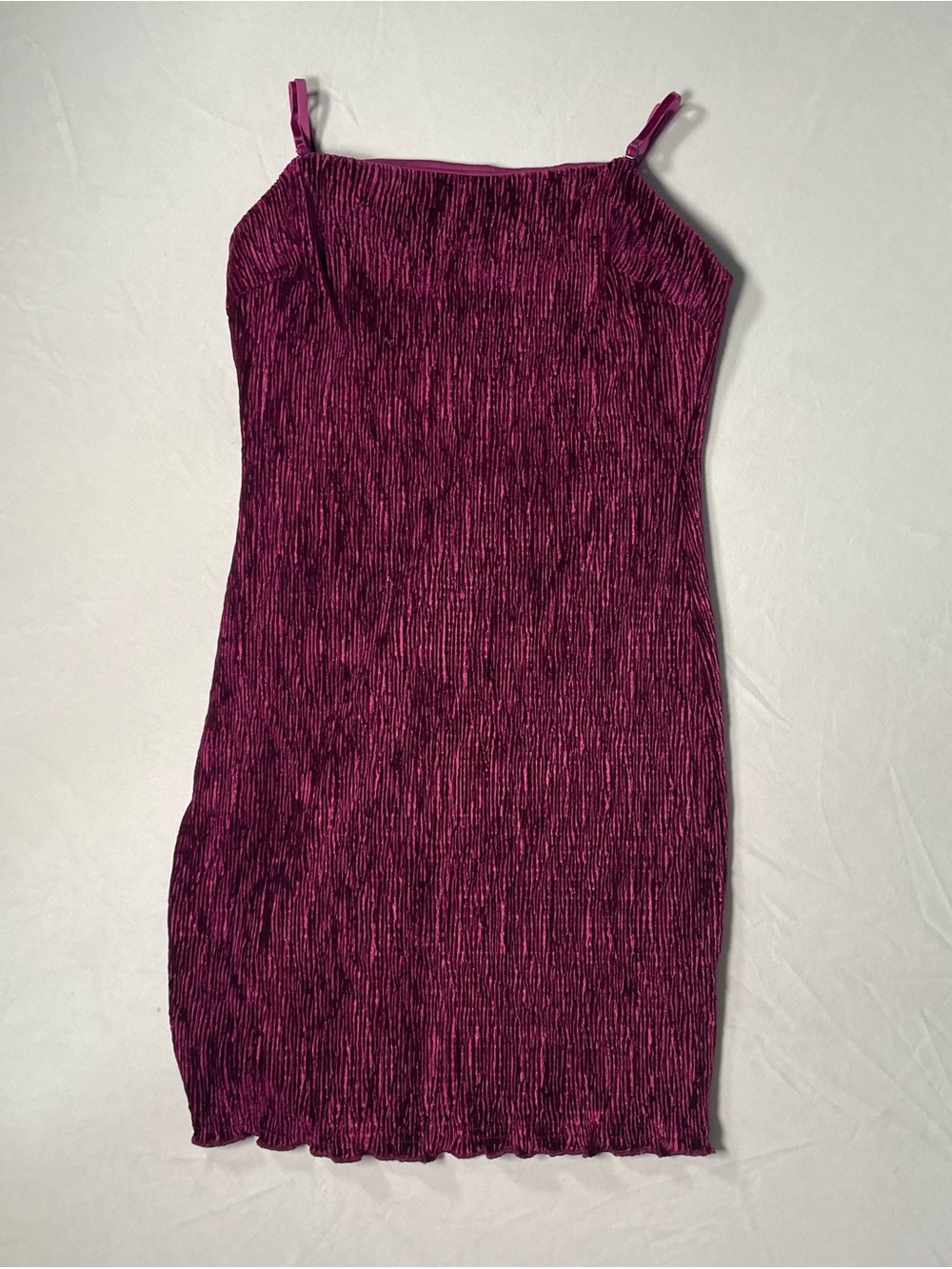 Lulus x LUSH Magenta Smocked Velvet Mini Dress Size Small 90s Vintage Style